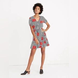 Madewell Ruffle Wrap Dress Candied Orchids Short Sleeve Mini Dress Size 0